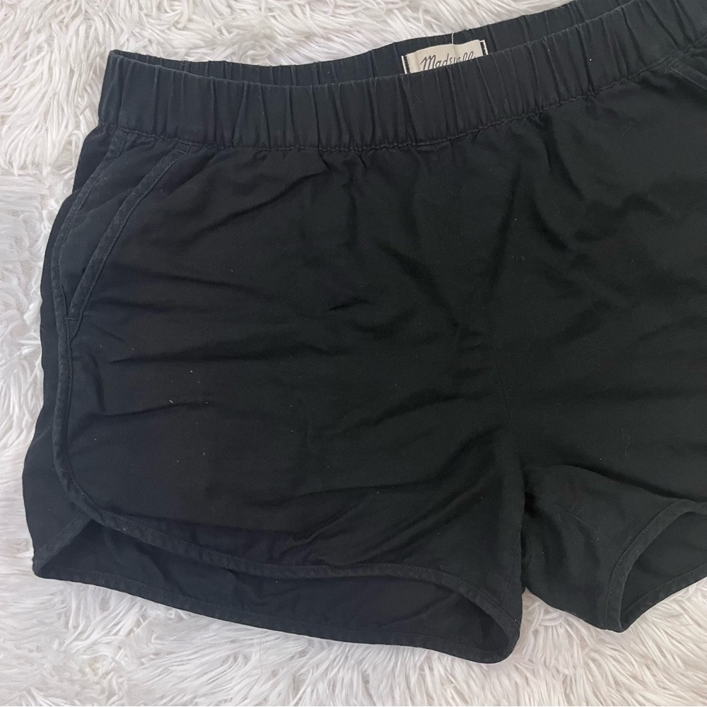 MADEWELL Solid Black Pull On Cotton Shorts Small - Picture 3 of 9